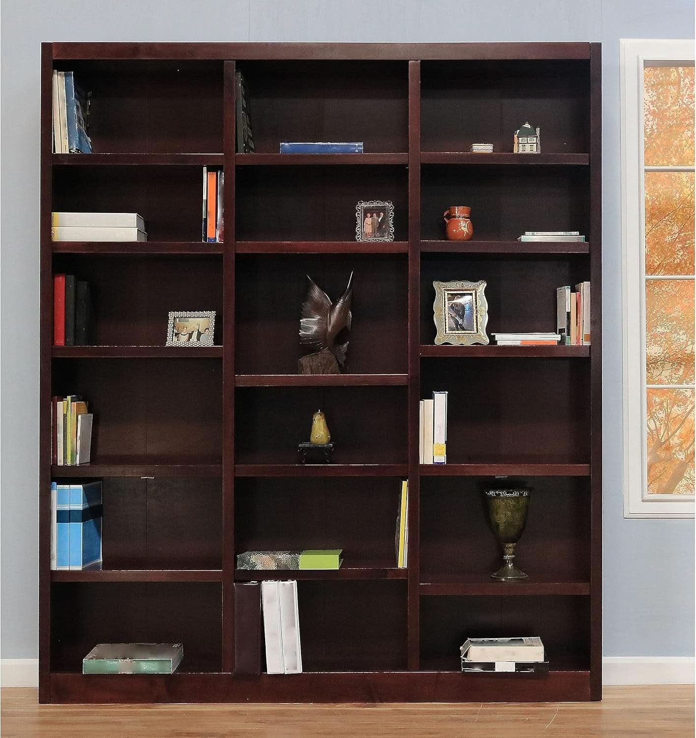 Traditional Oak Bookcase 84 Inch Tall With 18 Shelves