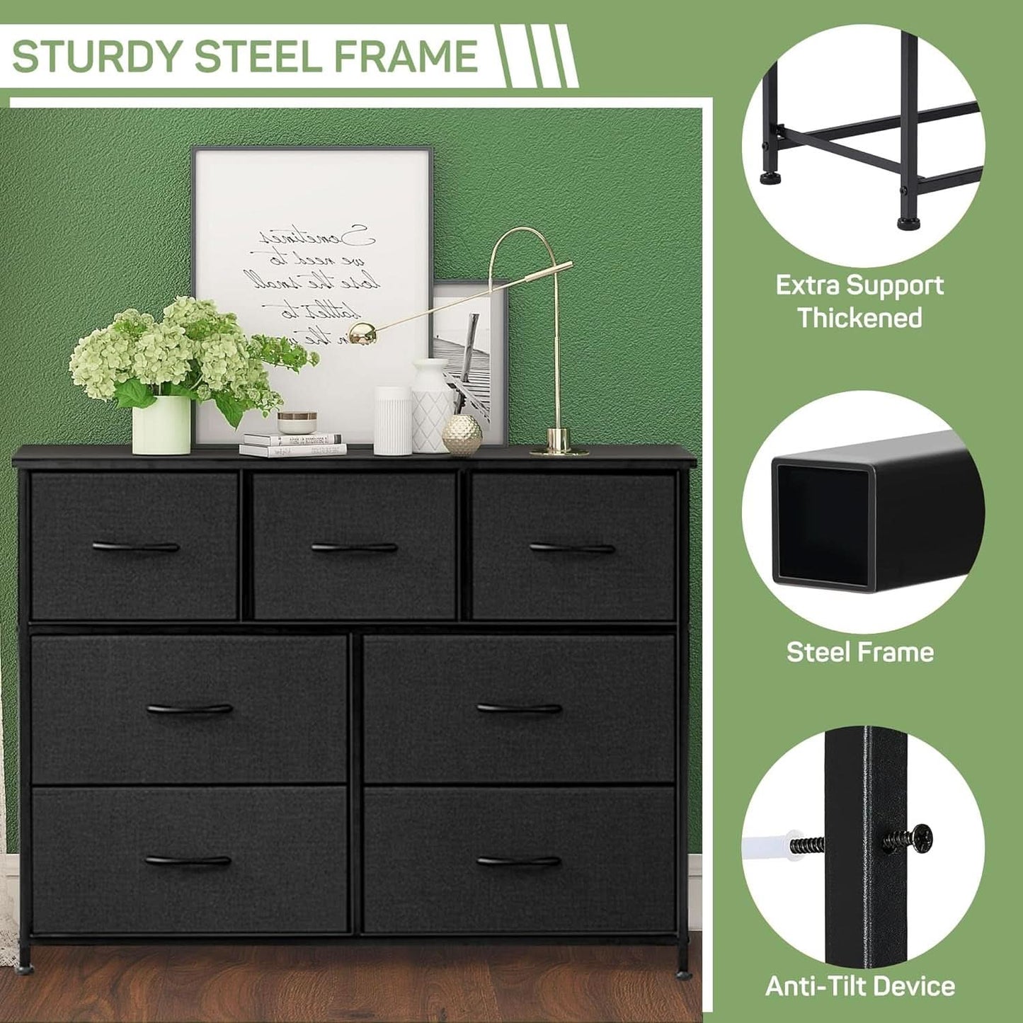 7 Drawer Dresser And TV Stand For 45 Inch TV Bedroom