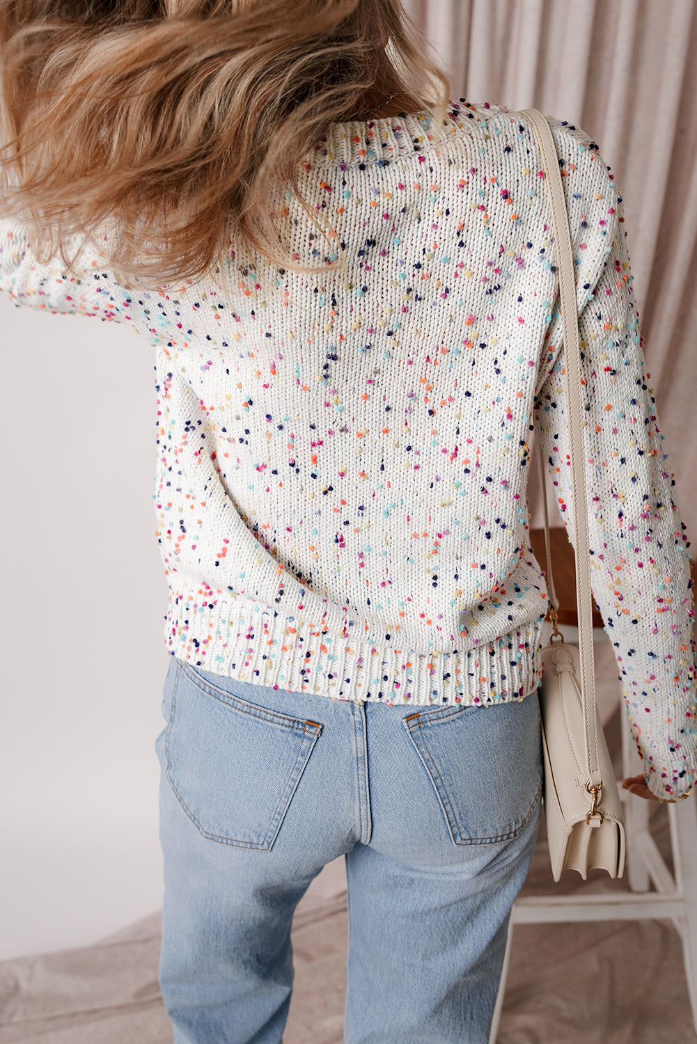 Vienna Rhinestone Decor Confetti Sweater