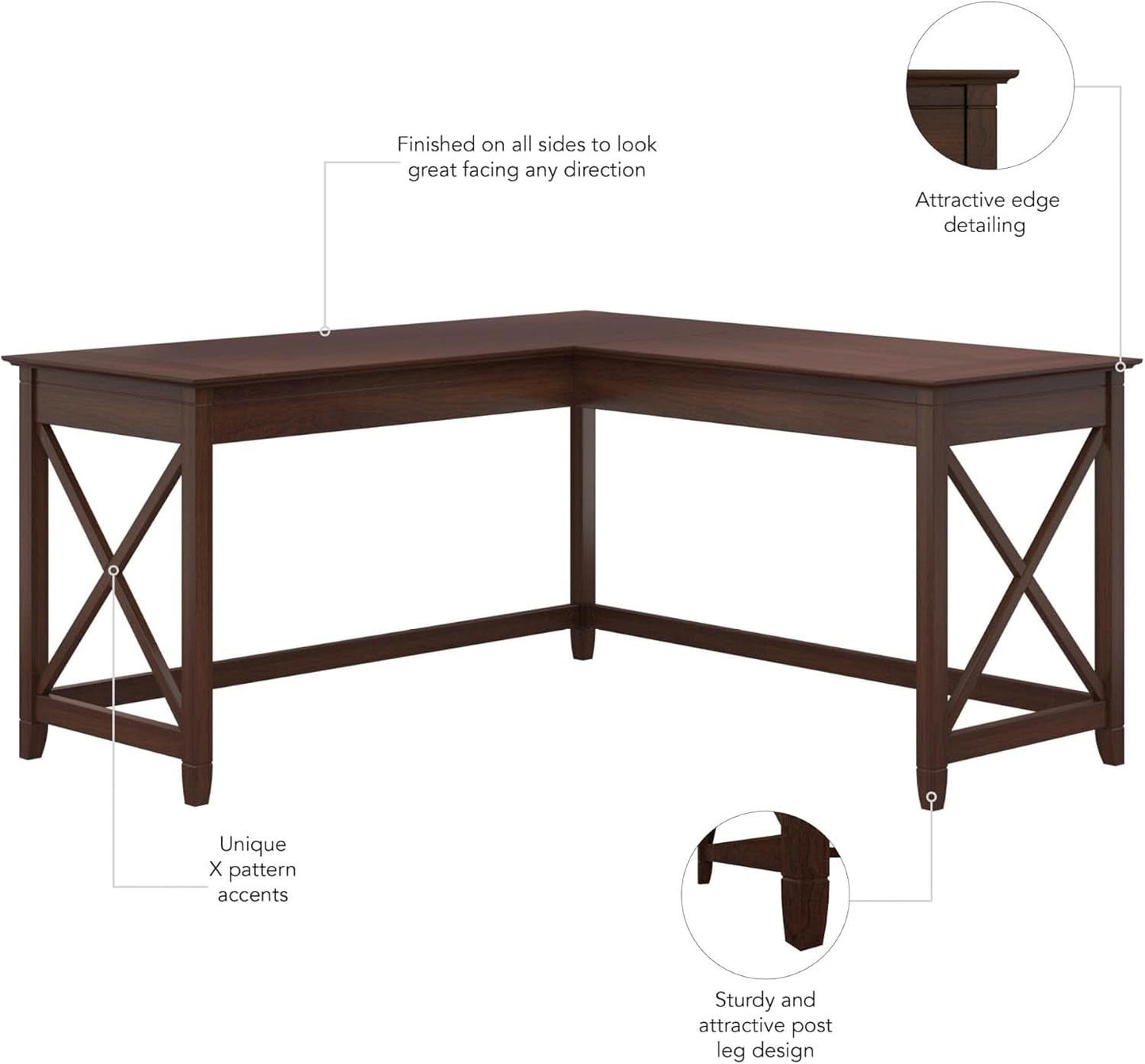 Key West 60W L Shaped Desk For Home Office Workspace
