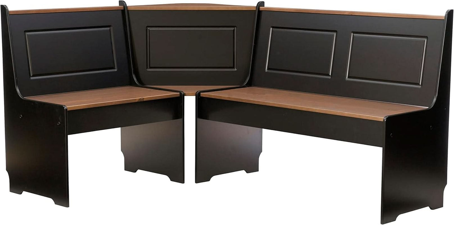 Black Pecan Five Seat Dining Set With Storage Benches