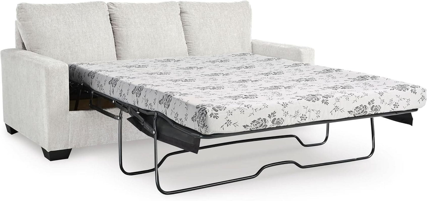 White Queen Upholstered Sleeper Sofa With Gel Memory Foam