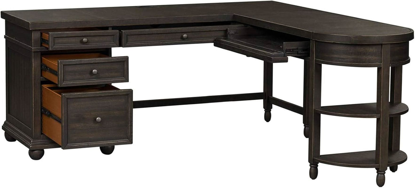 L Shaped Workstation With Integrated Charging Ports