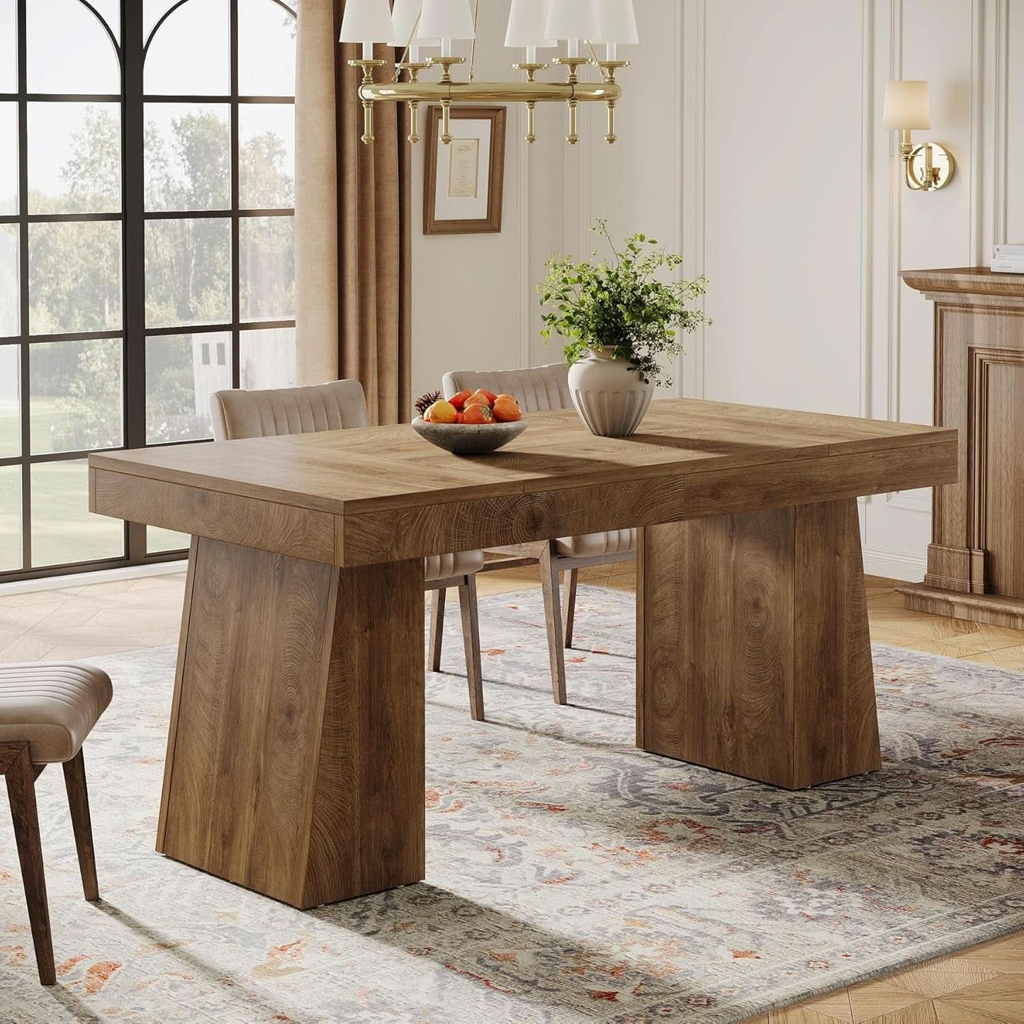 55 Inch Yellow Dining Table For Kitchen And Dining