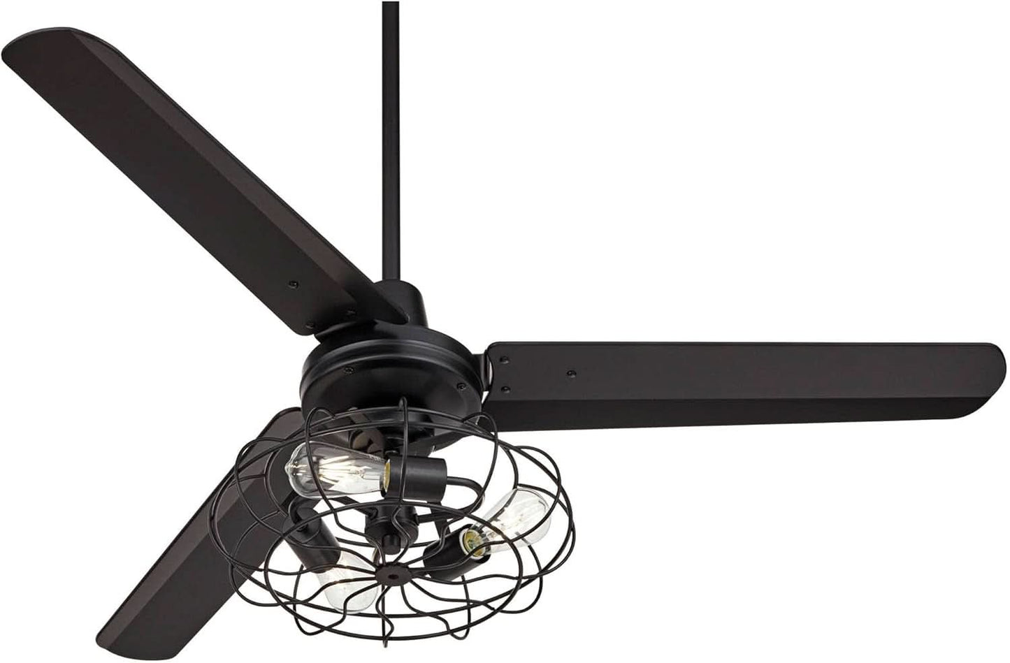 Matte Black Ceiling Fan 52 Inch With Integrated LED Remote