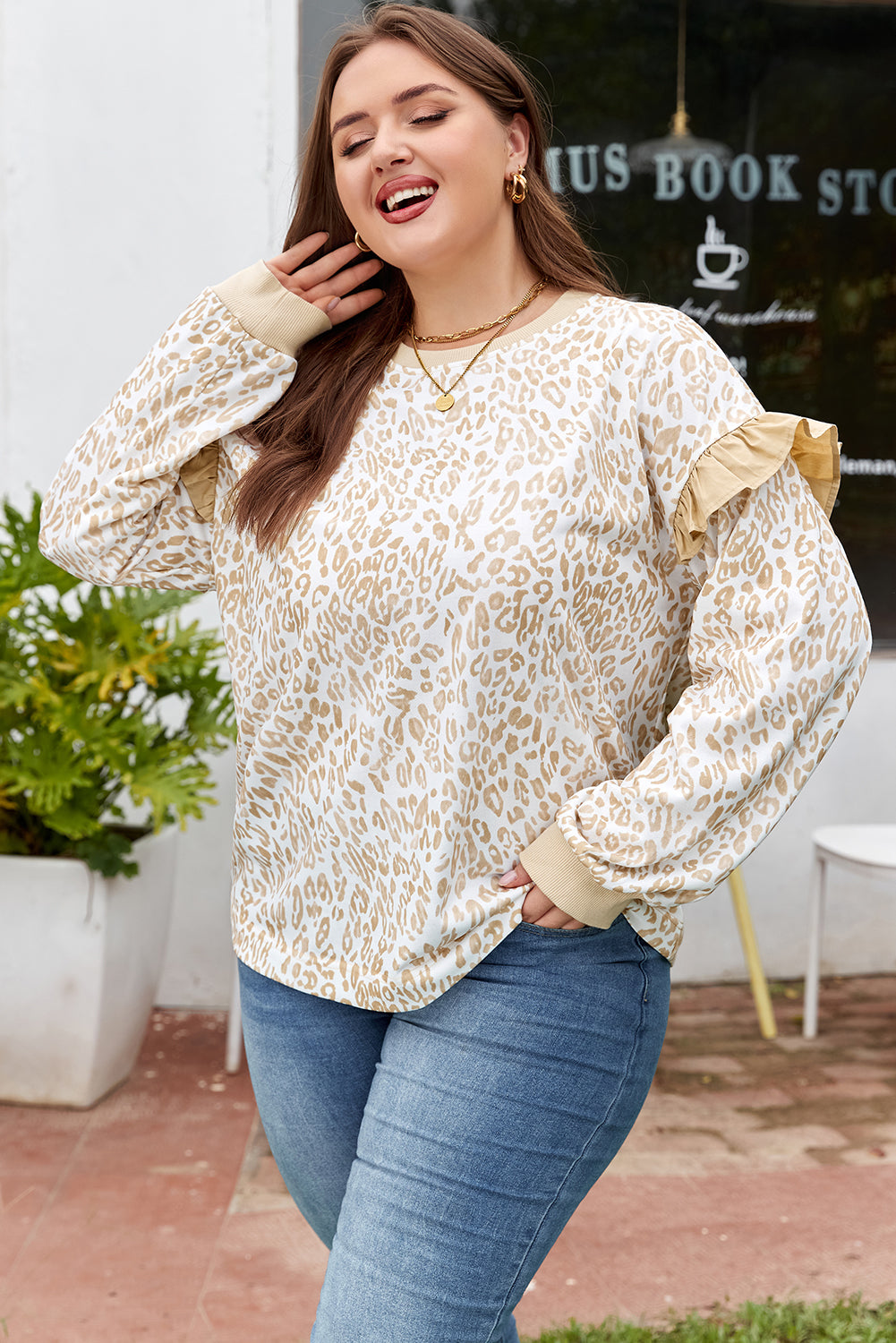 Elizabeth Ruffled arm Sweatshirt