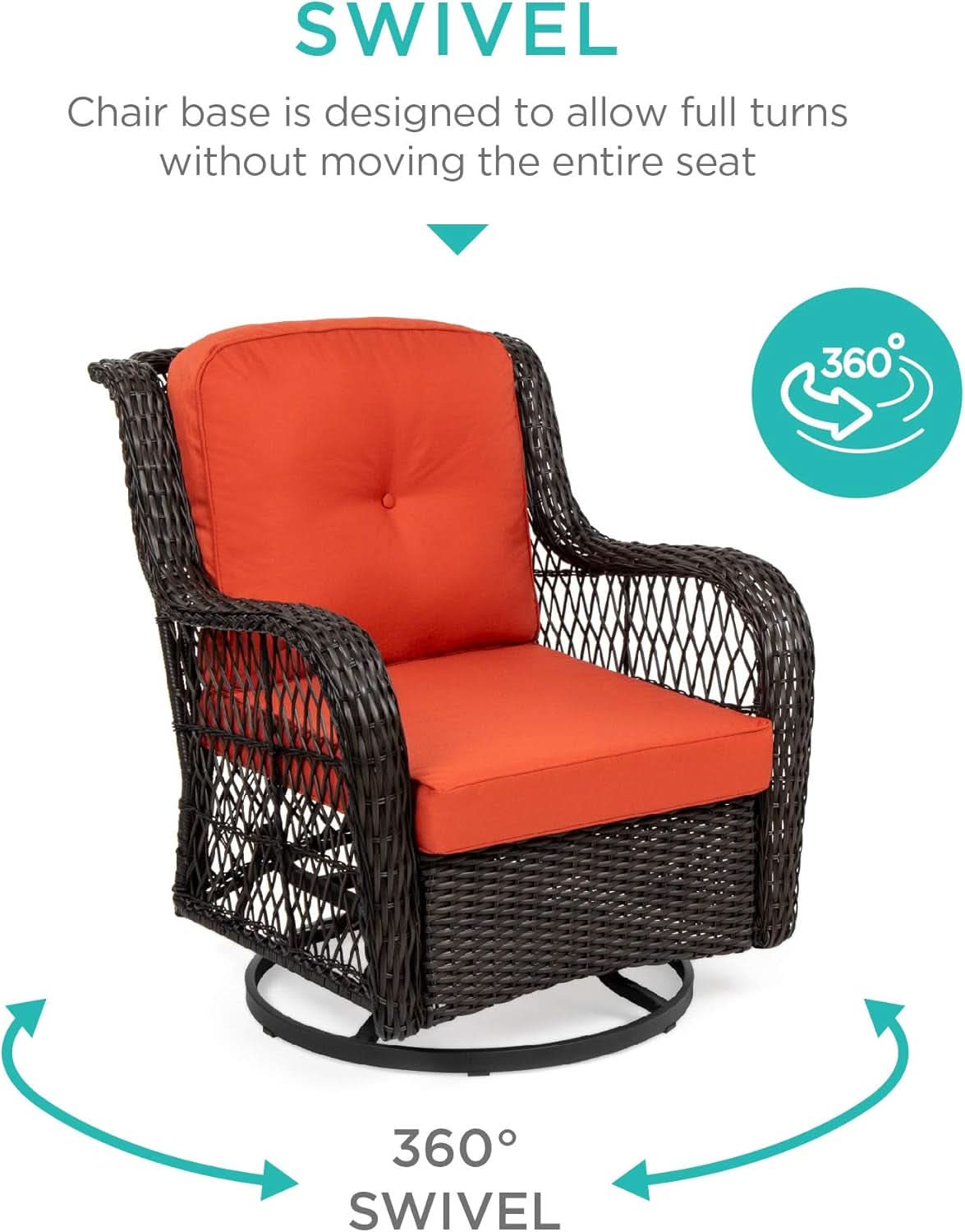 Three-Piece Outdoor Wicker Bistro Set with Swivel Rockers