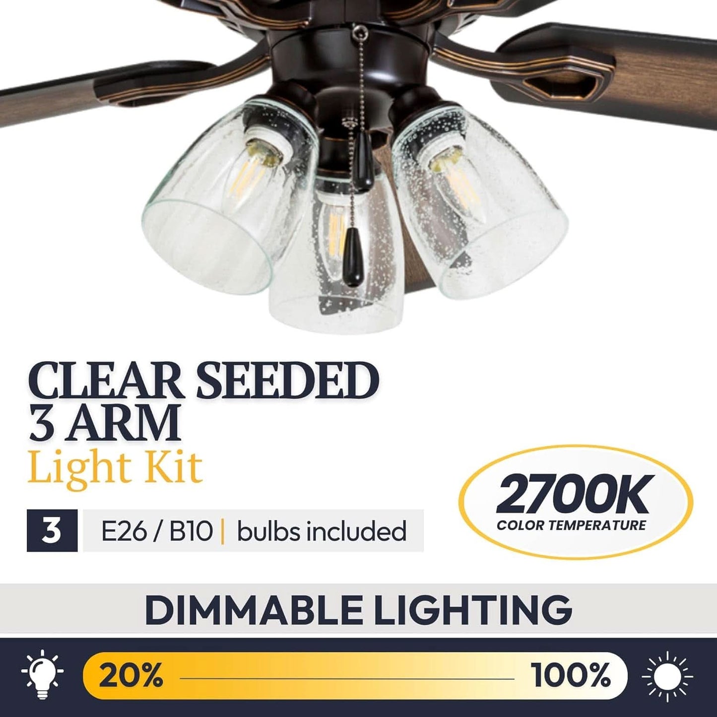52 Inch Farmhouse LED Ceiling Fan Oil Rubbed Bronze