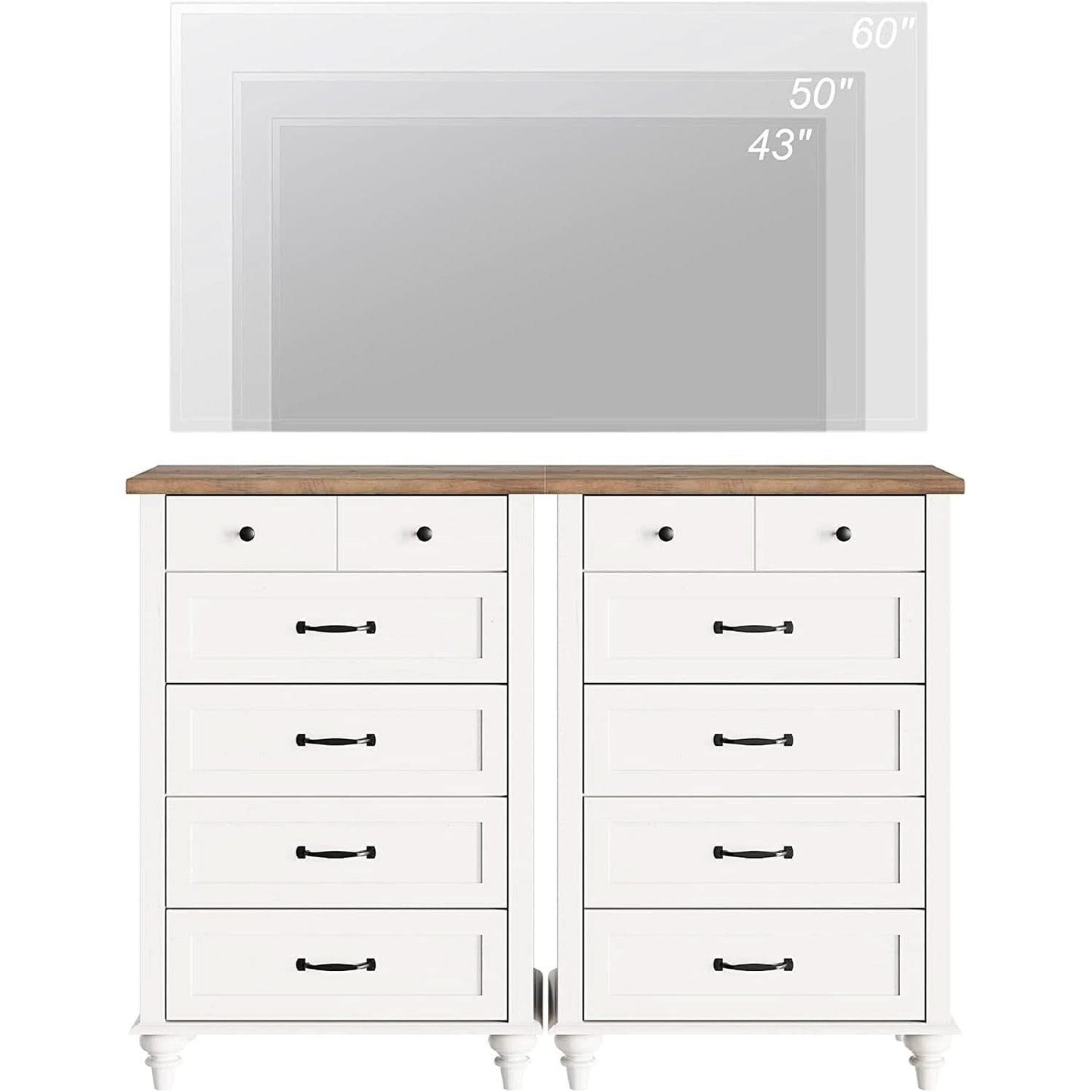Mid Century Style 10 Drawer Dresser And TV Stand Two In One