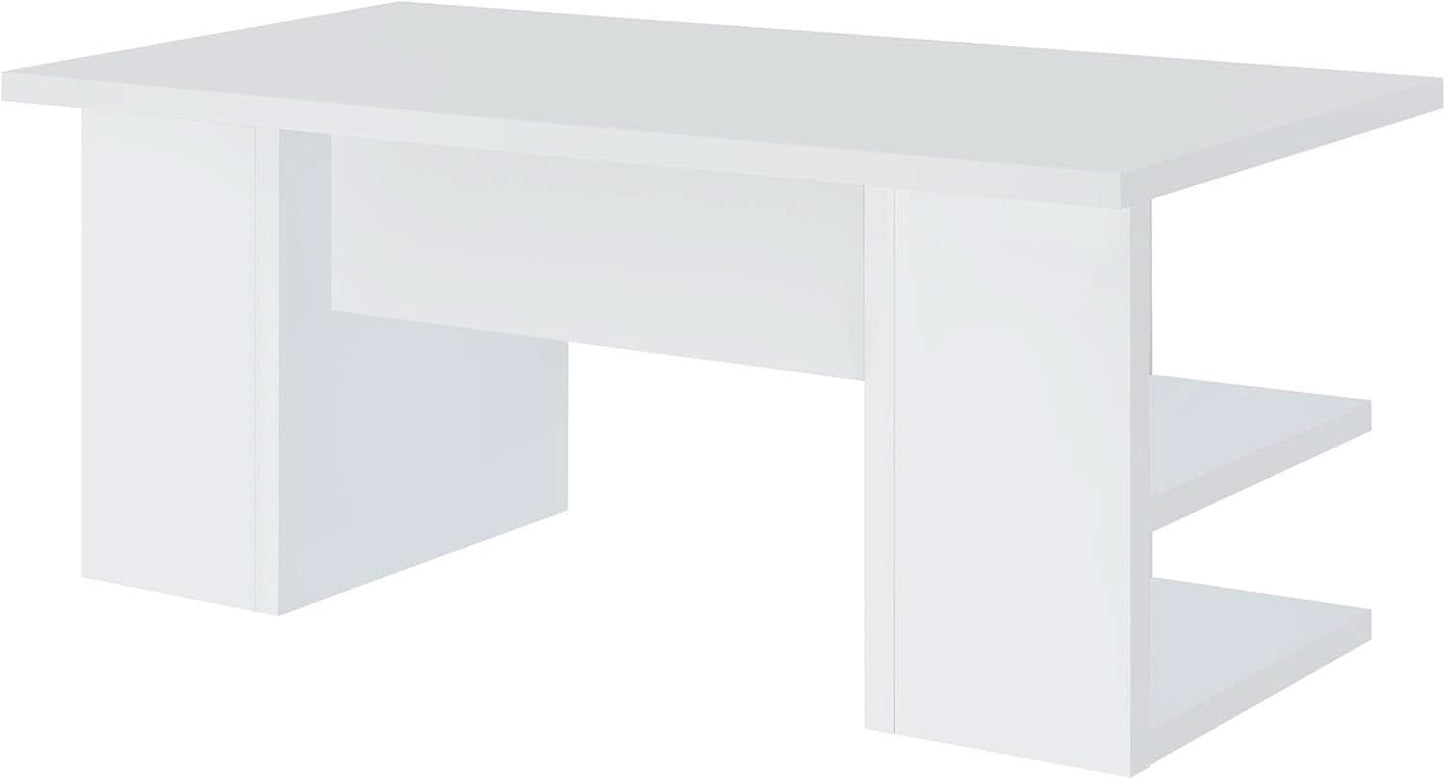 Alice 71 Inch White Modern Home Office Desk With 4 Shelves
