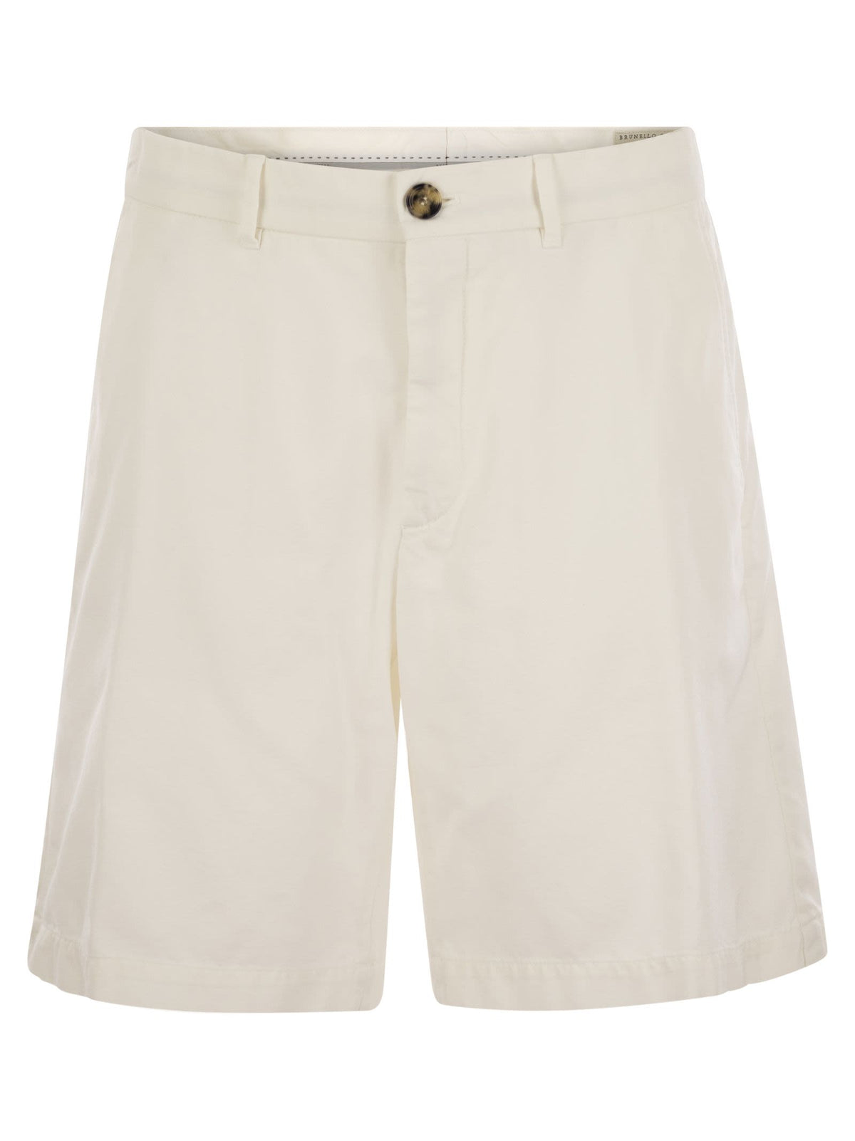 Brunello Cucinelli Men Cotton Gabardine Bermuda Shorts