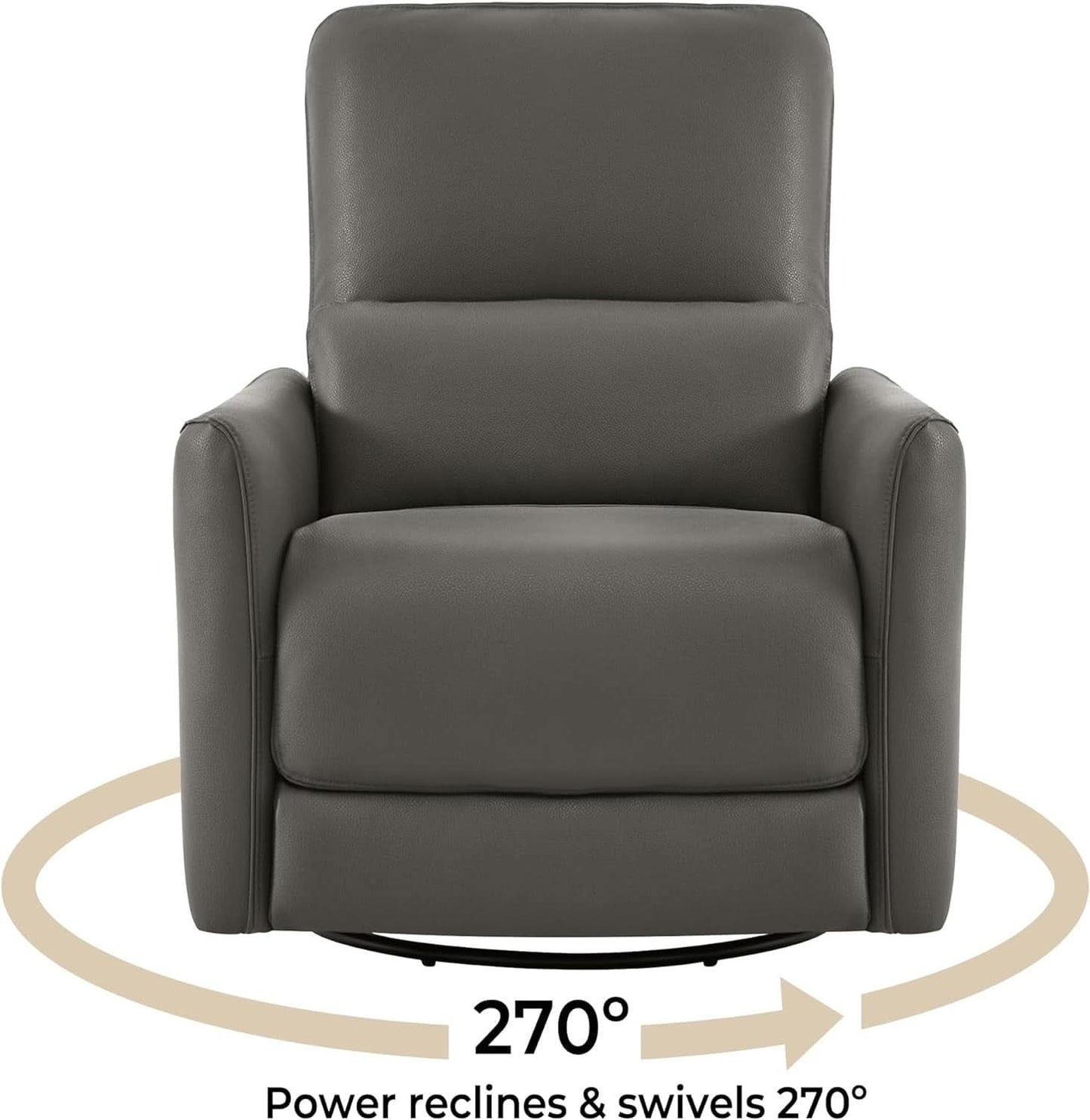 Power Recliner Chair USB Charging Charcoal Faux Leather