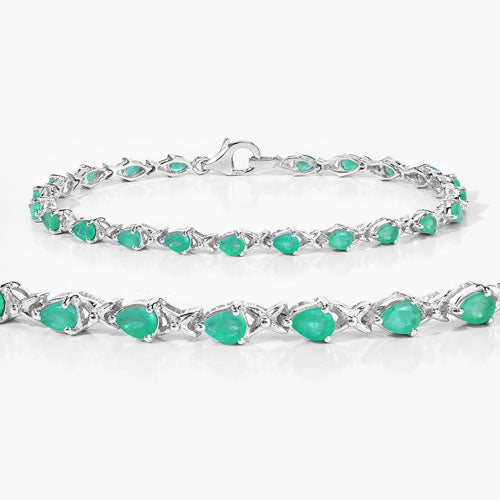 3.08 Carat Genuine Emerald .925 Sterling Silver Bracelet