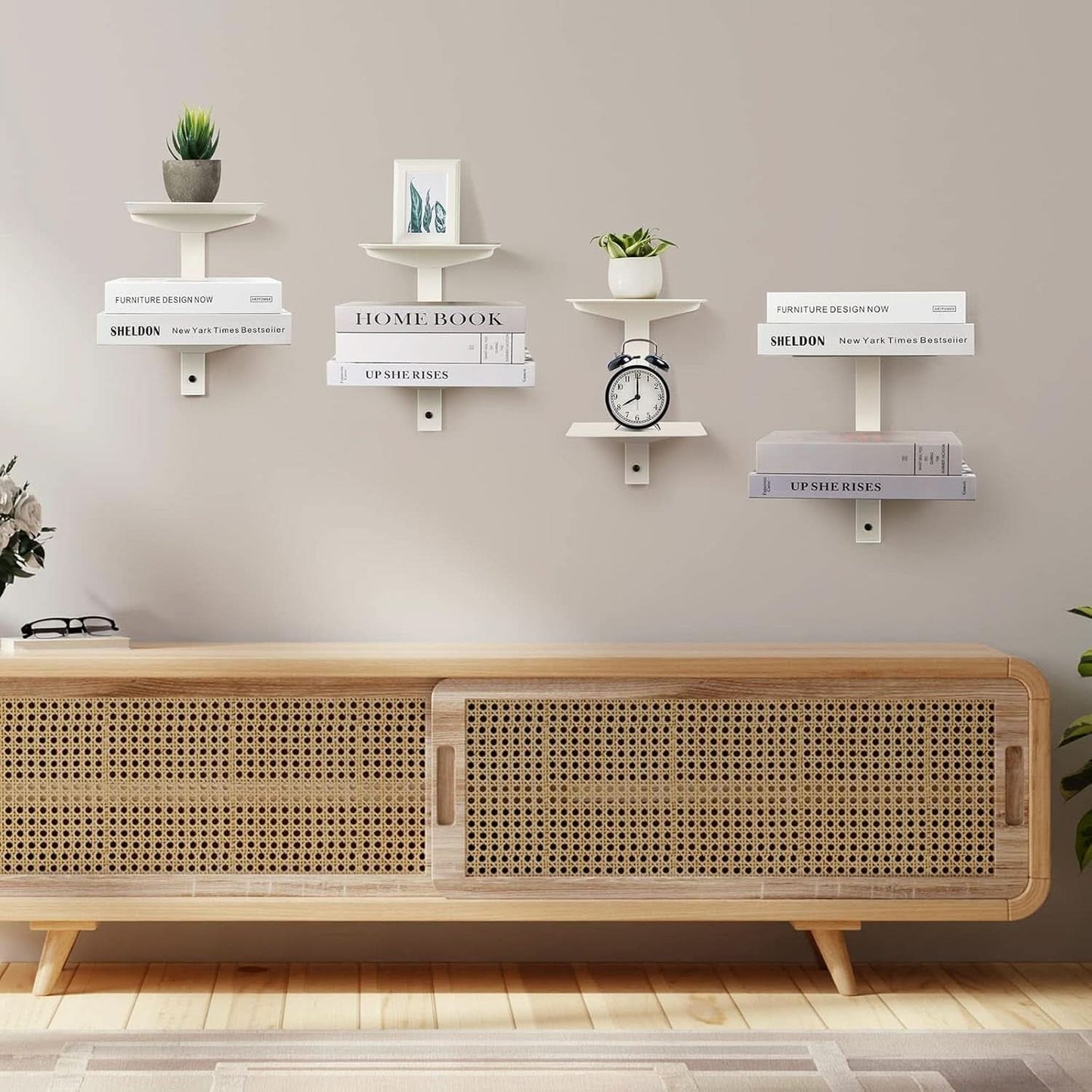 Invisible Floating Bookshelf Wall Mounted 8 Tier White