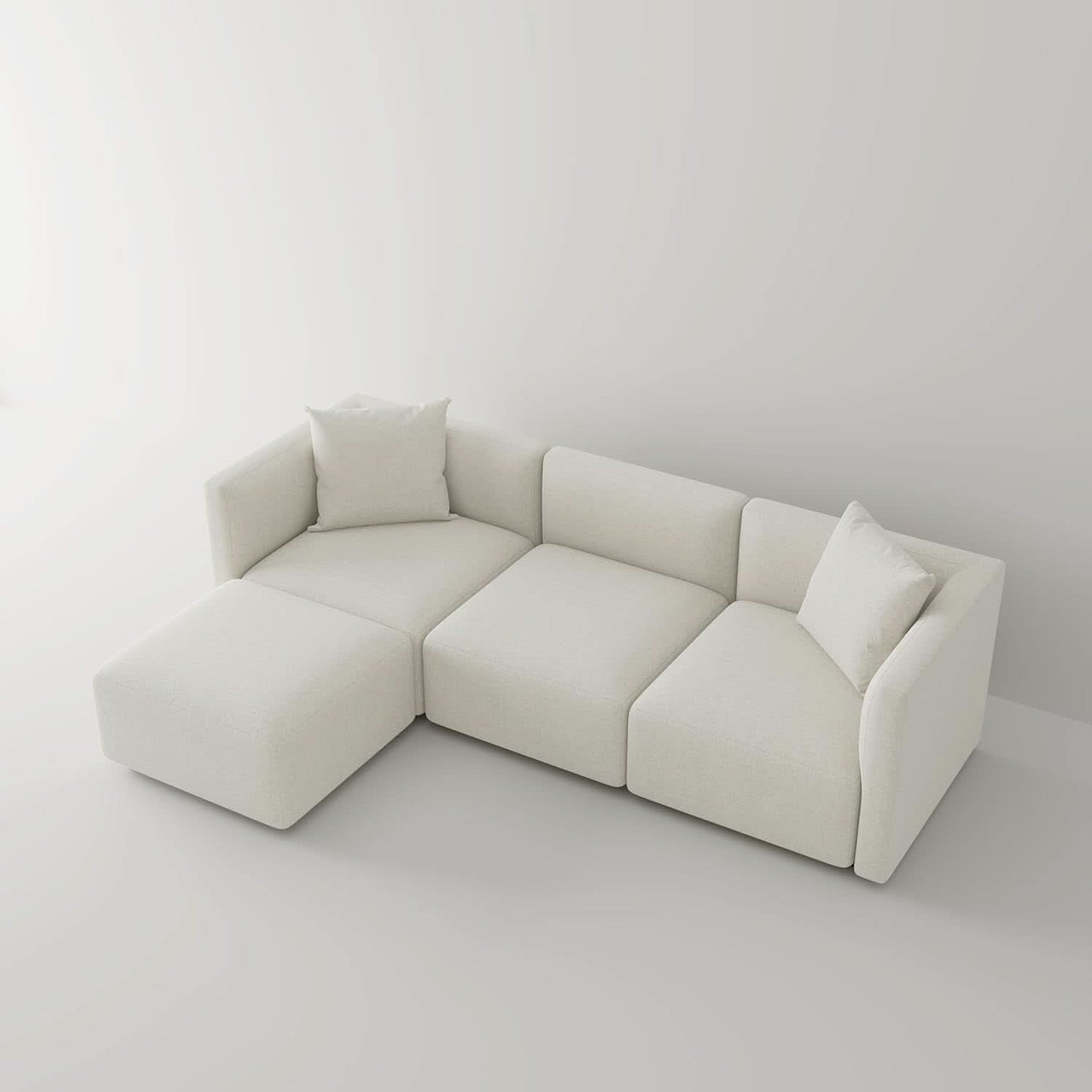 L Shaped Convertible Modular Sectional Sofa Cream Chaise