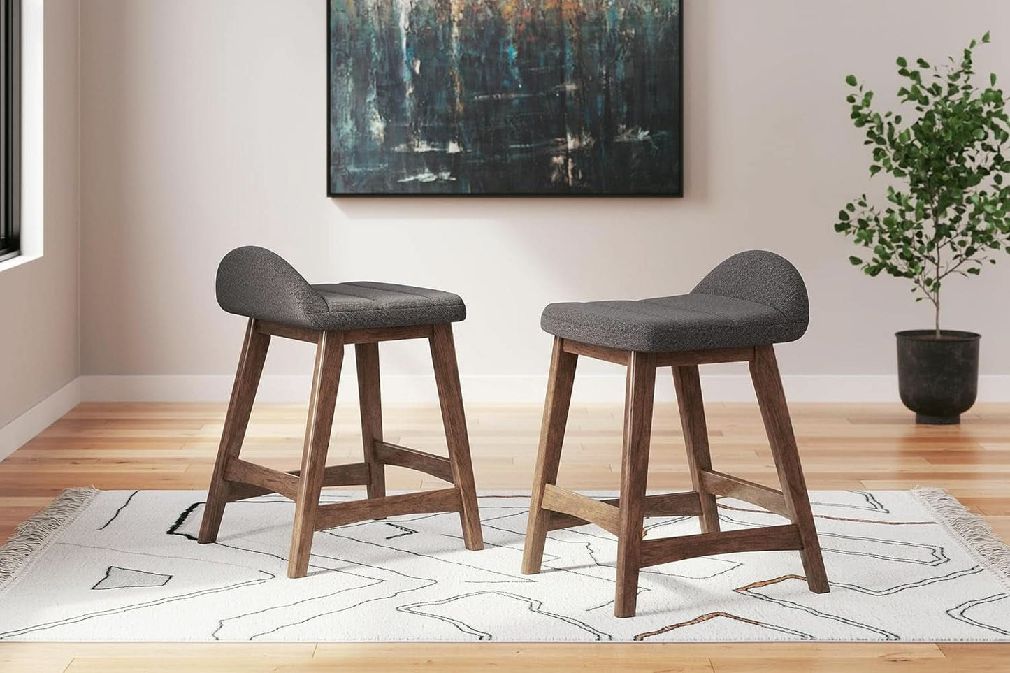 Counter Height Bar Stool Set Of 2 28.5 Inch Charcoal Brown