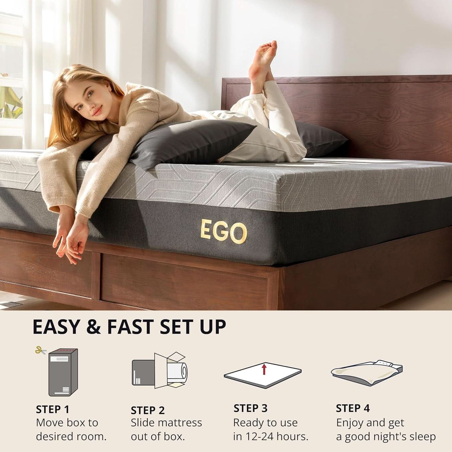 Queen Memory Foam Mattress Charcoal Premium Orthopedic