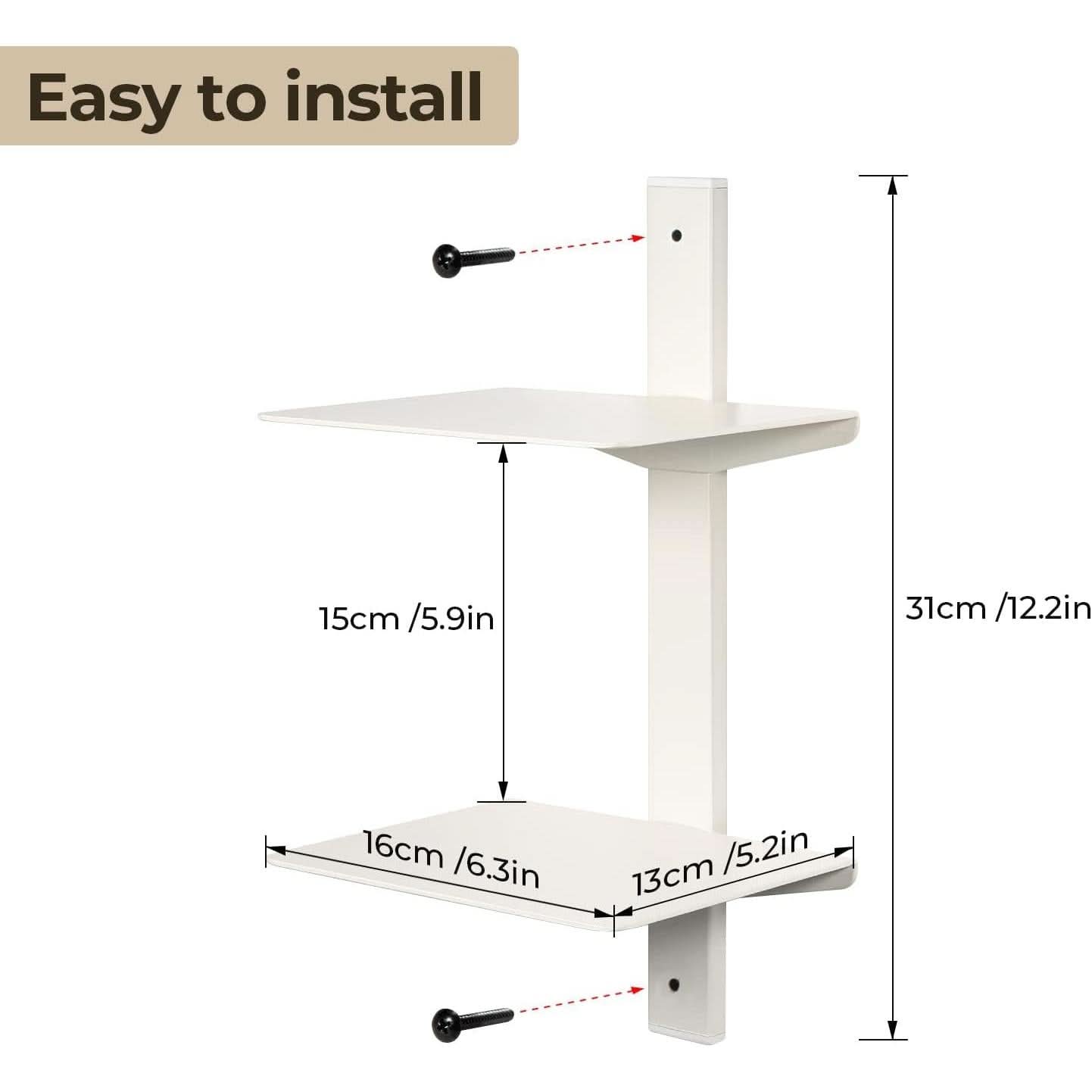 Invisible Floating Bookshelf Wall Mounted 8 Tier White