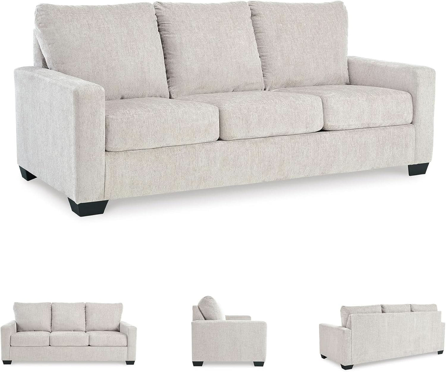 White Queen Upholstered Sleeper Sofa With Gel Memory Foam