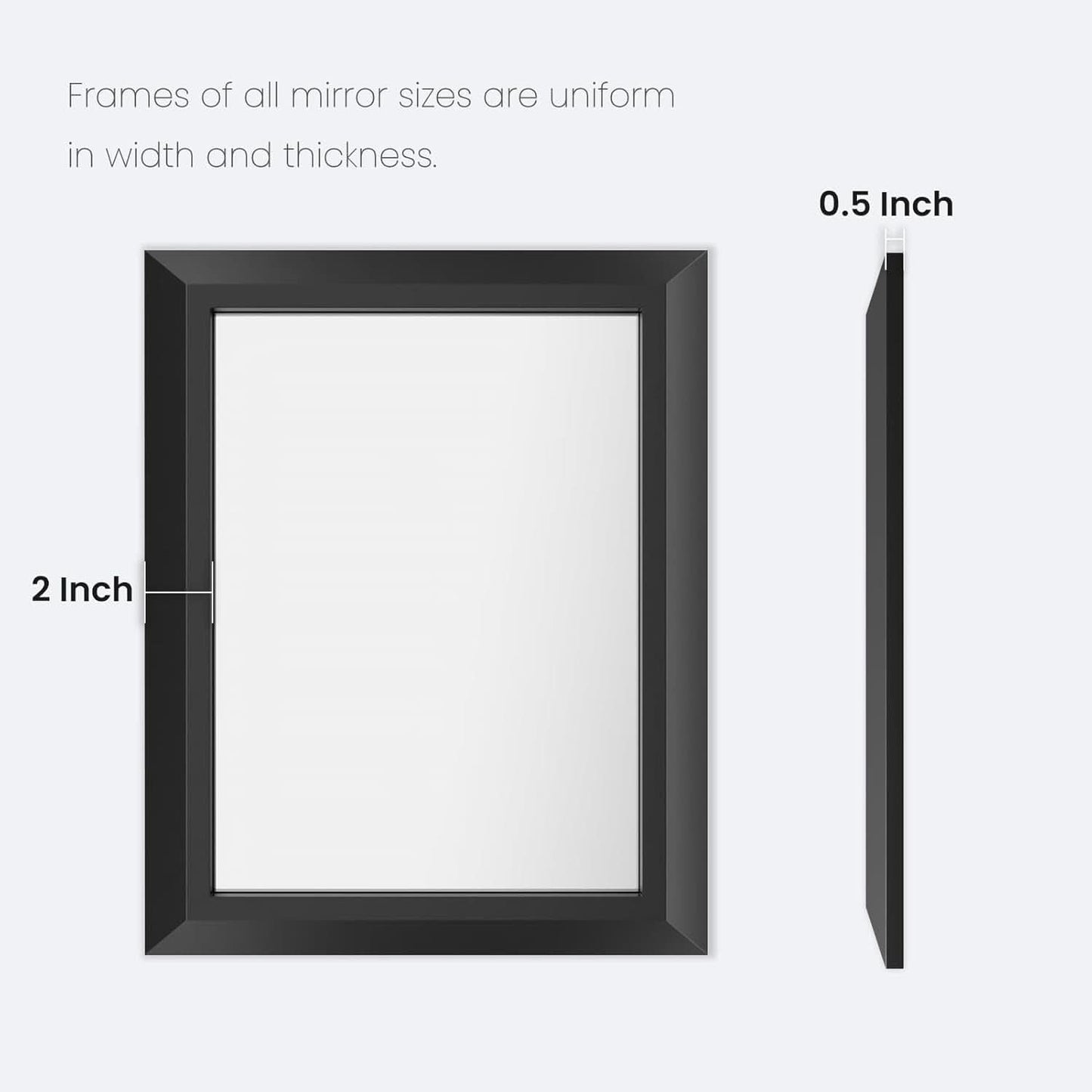 Amorho Black Bathroom Mirror 40 By 30 Inch Wall Mount