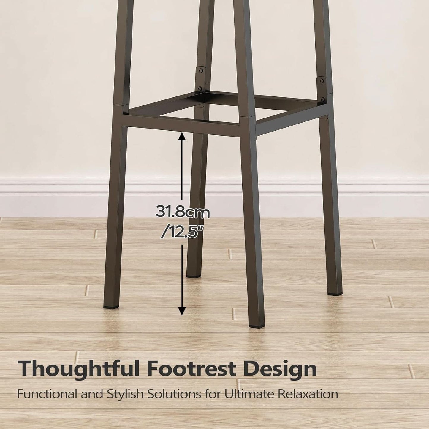 Tall Industrial Rustic Bar Stools Set Of 2 With Backrest