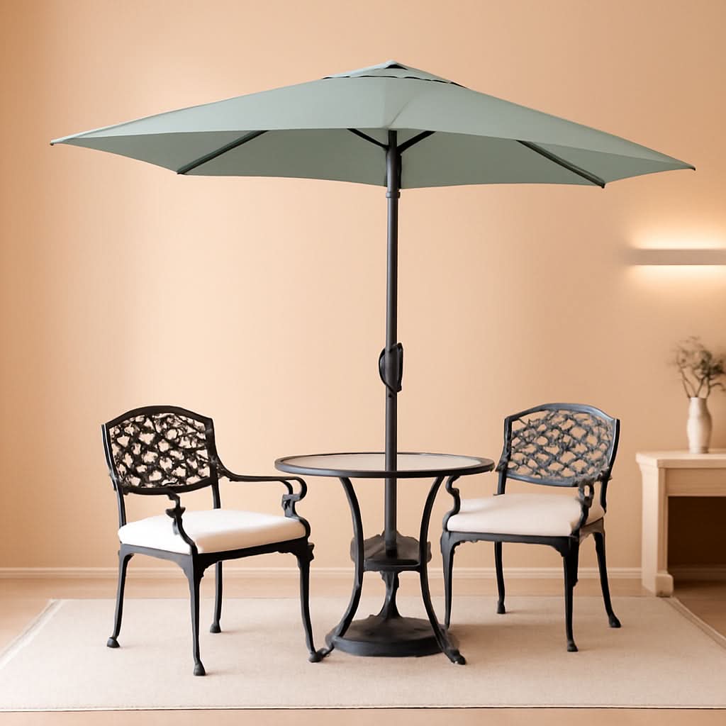 9Ft Half Patio Umbrella With Easy Crank Shade For Decks