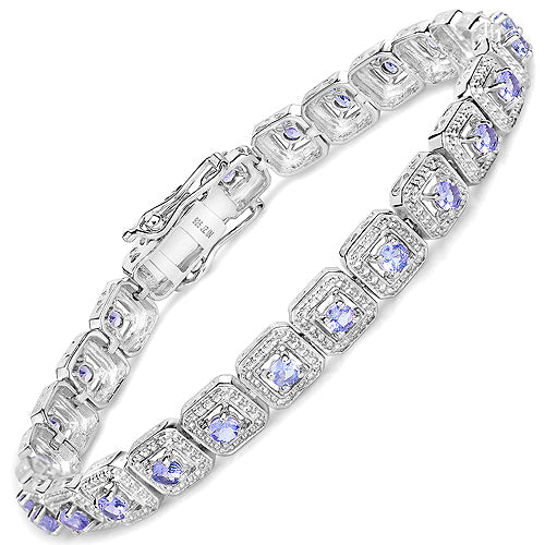 2.40 Carat Genuine Tanzanite .925 Sterling Silver Bracelet