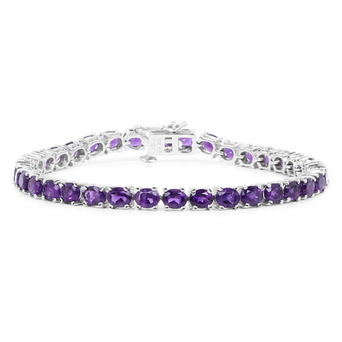 12.58 Carat Genuine Amethyst .925 Sterling Silver Bracelet