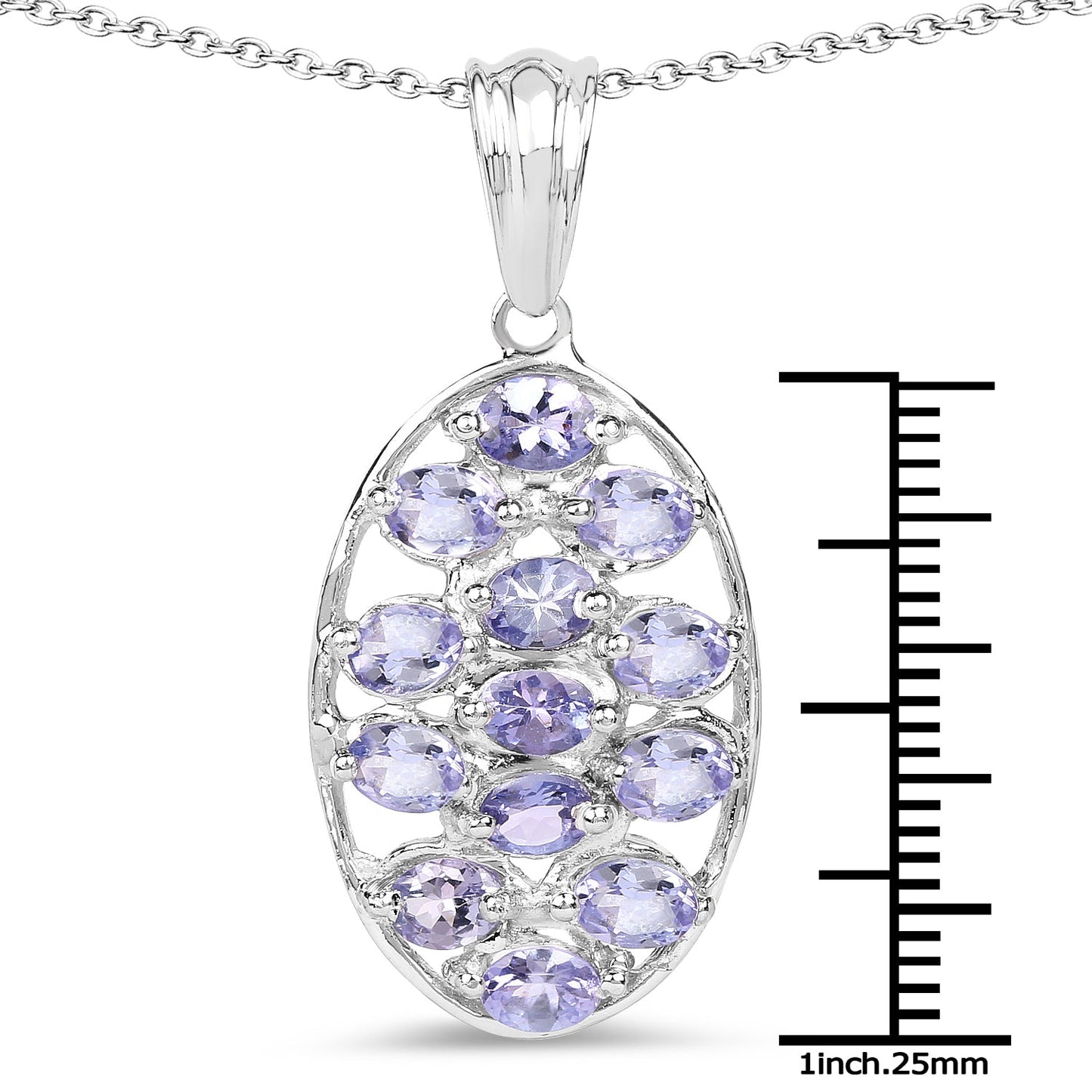 2.21 Carat Genuine Tanzanite .925 Sterling Silver Pendant