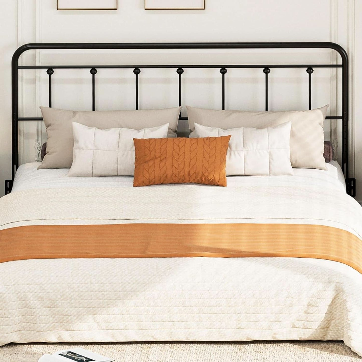 Adjustable Metal King Size Headboard With Victorian Style