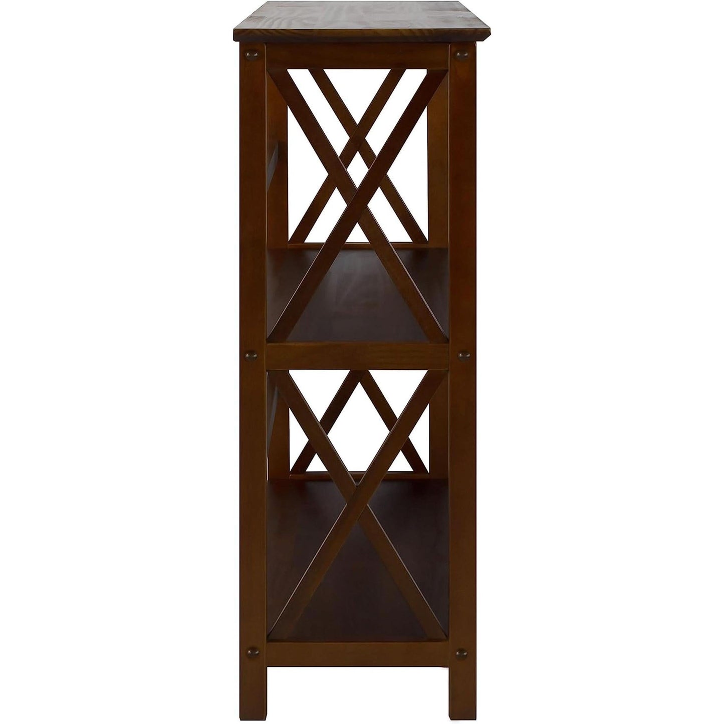 Shelf Bookcase With X Design Three Shelf Storage For Books
