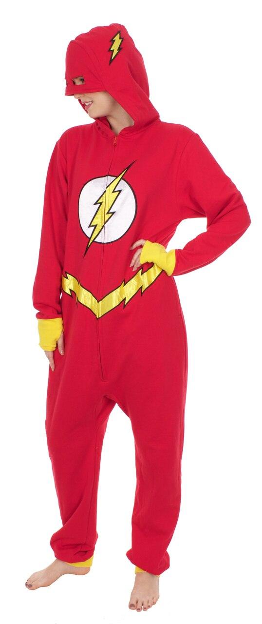 Barry Allen The Flash Hooded One Piece Unisex Halloween Cosplay Costume Pajamas