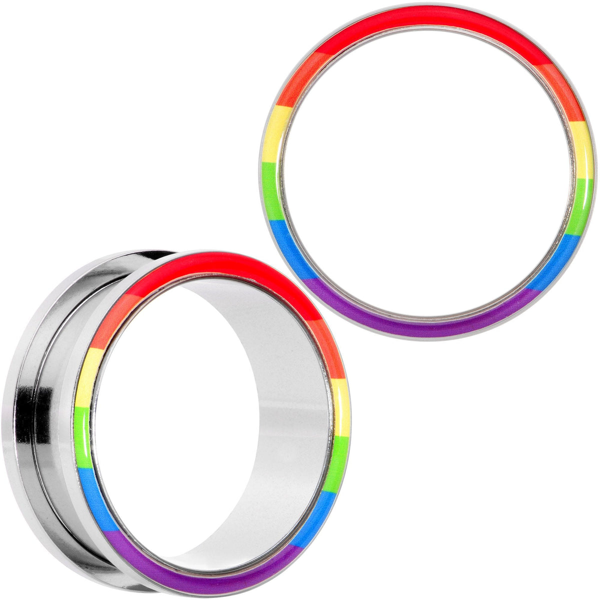 Rainbow Unity Pride Screw Fit Tunnel Plug Set 2G to 1"