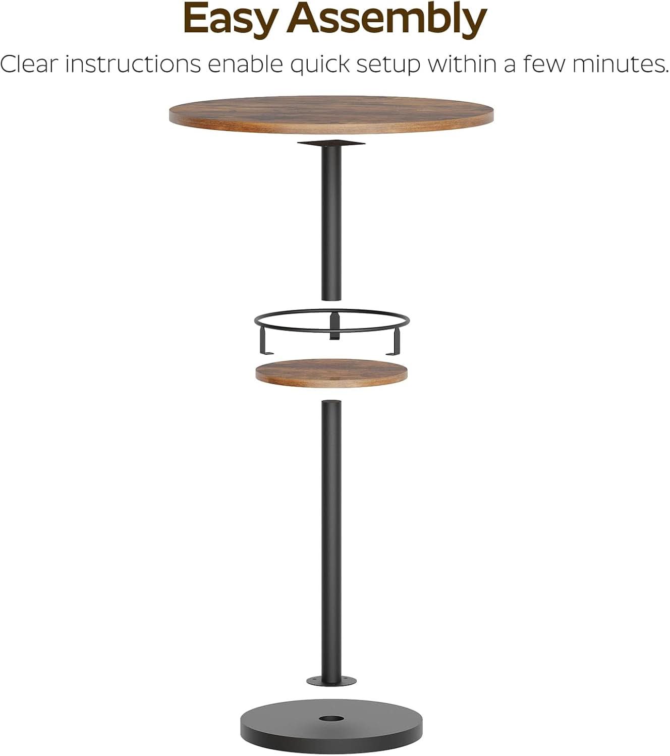 Round Industria lBar Table Set Two With Integrated LED Illumination