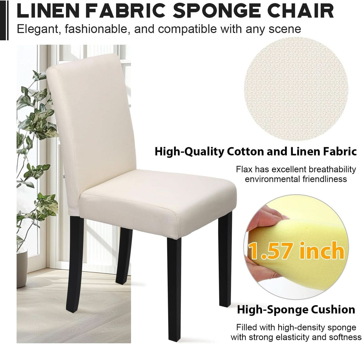 Beige Upholstered Dining Chairs Set Of 4 Modern Fabric