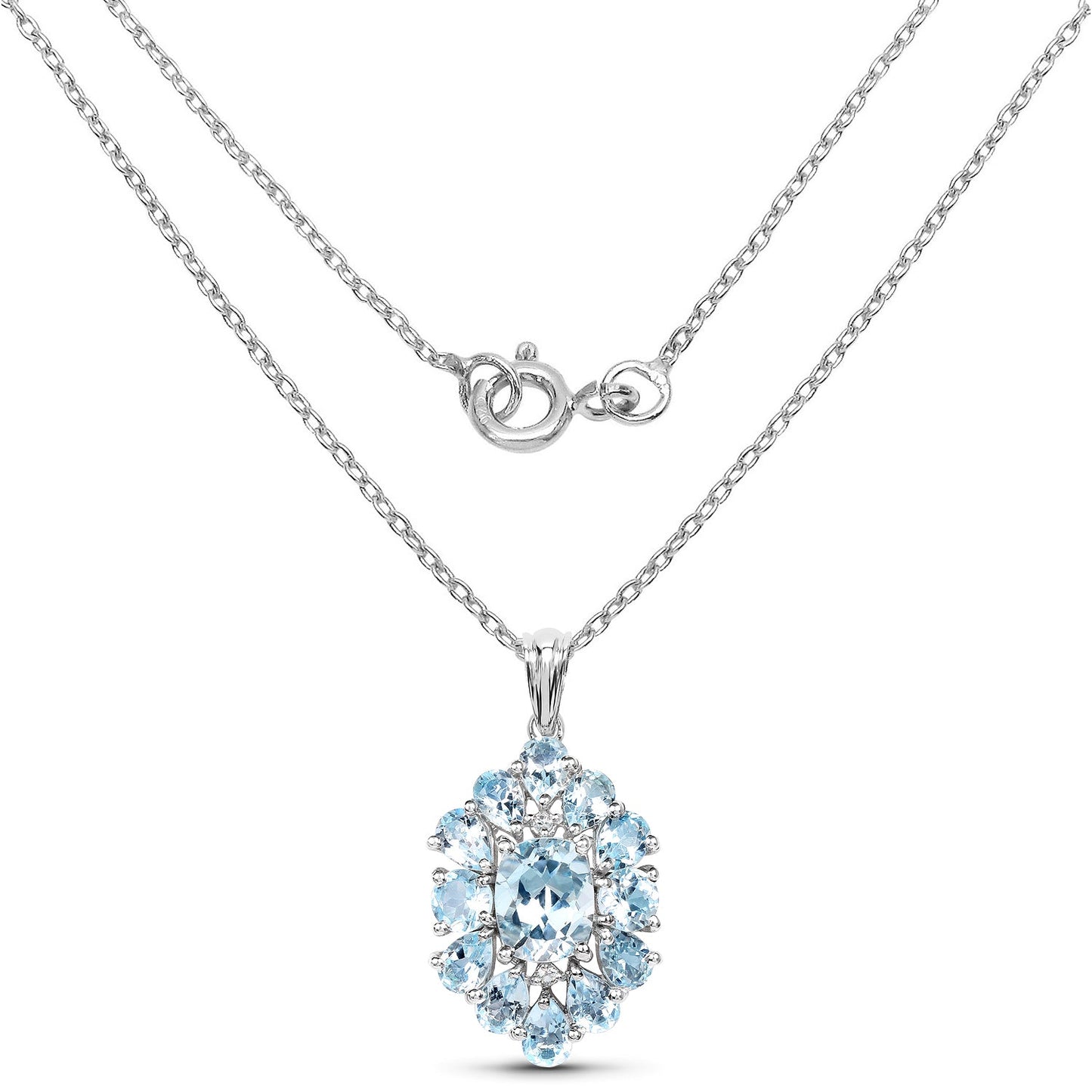 10.06 Carat Genuine Blue Topaz .925 Sterling Silver Pendant