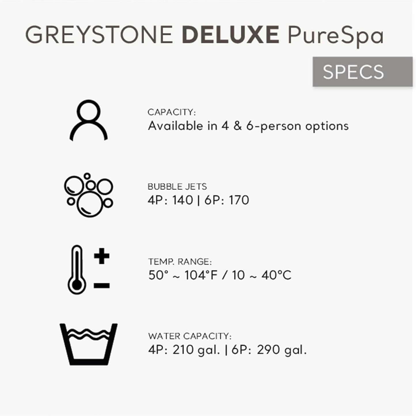 Purespa Plus Greystone 4-Person Inflatable Hot Tub with Jets