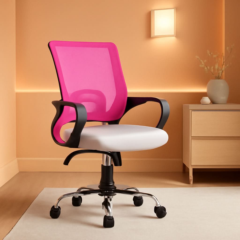 Ergonomic Pink Office Chair With Back Support For Home Office