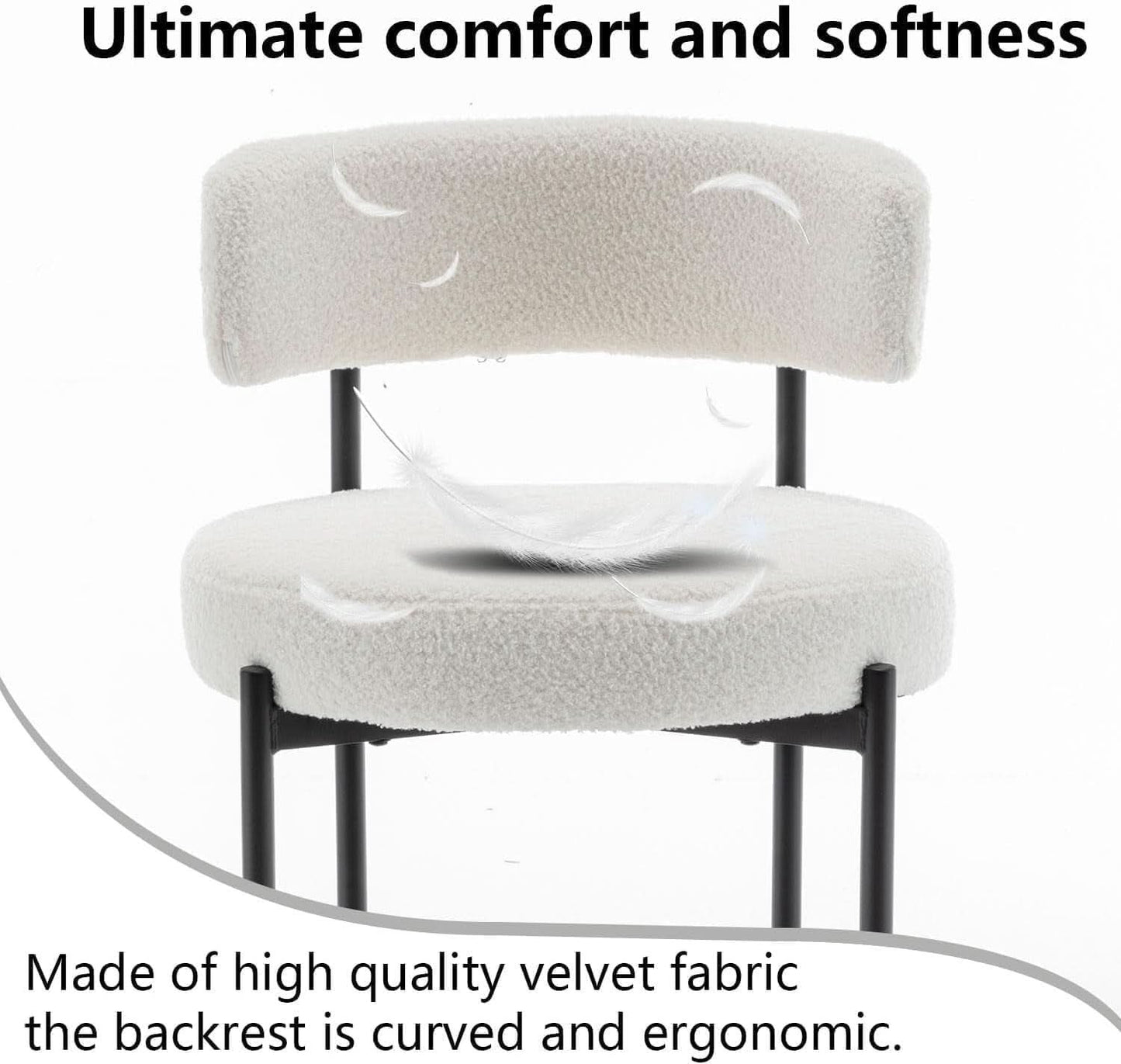 Boucle Bar Stools Set Of 3 24 Inch White Upholstered Counter Stools With Backs