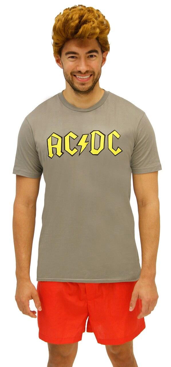 1990s Music TV Cartoon Dude Halloween Cosplay Costume Set AC/DC Shirt