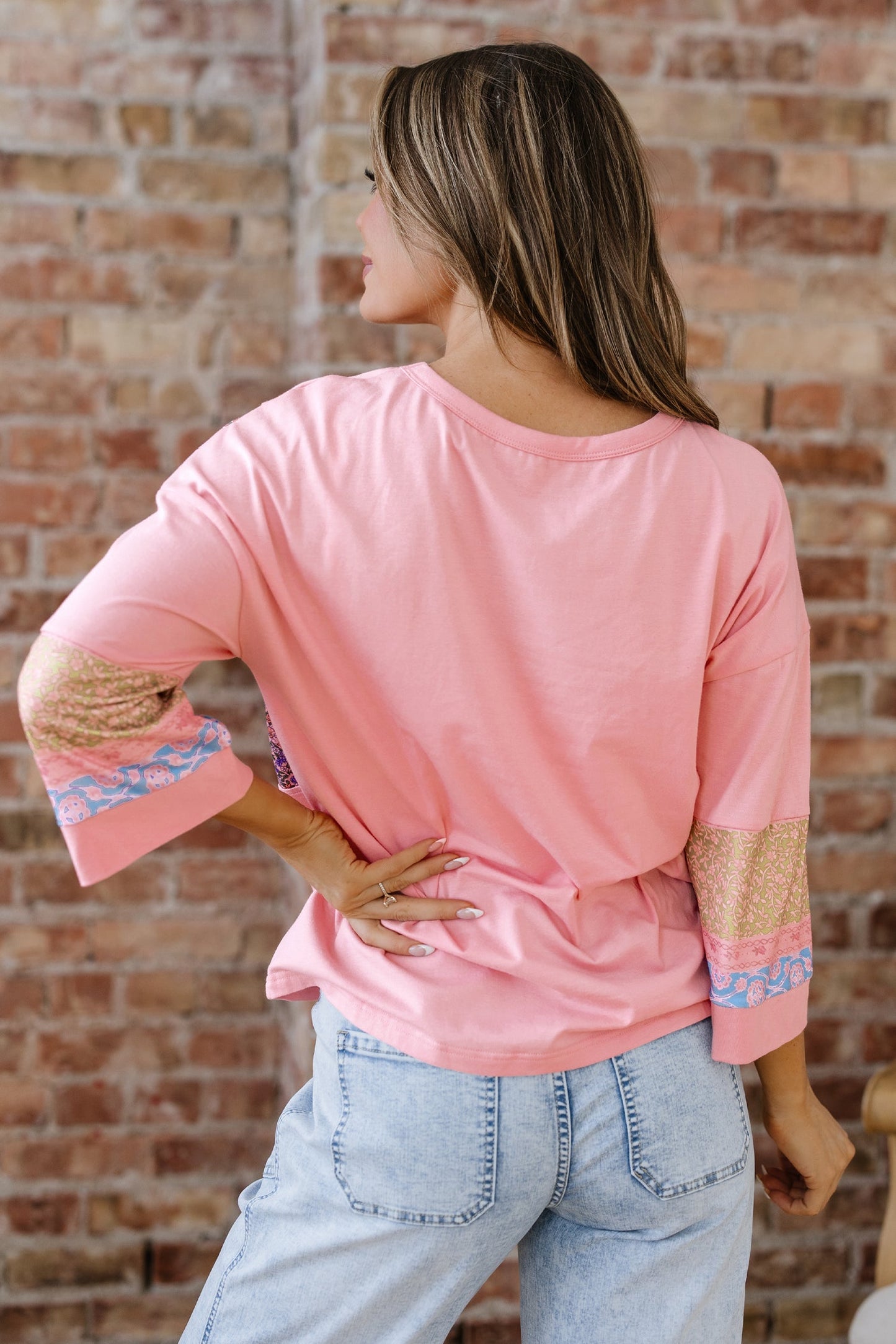 Selene Color Block Patchwork Long Sleeve Top
