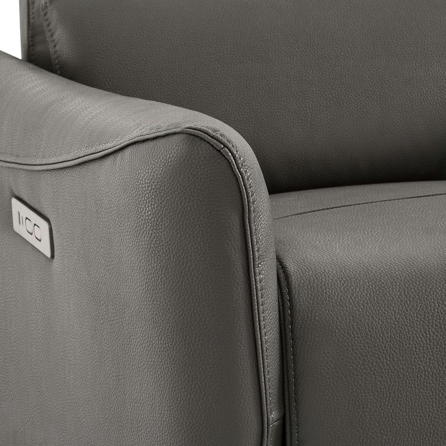 Power Recliner Chair USB Charging Charcoal Faux Leather