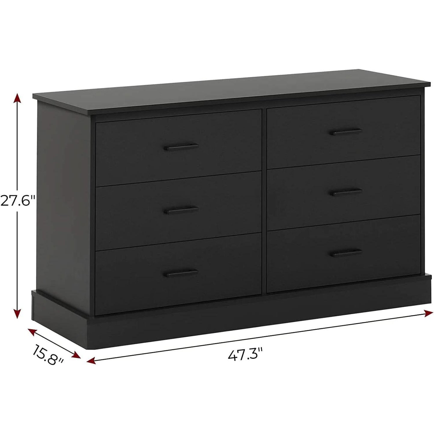 Wood Double Six Drawer Storage Tower Dresser 47 Inch Wide