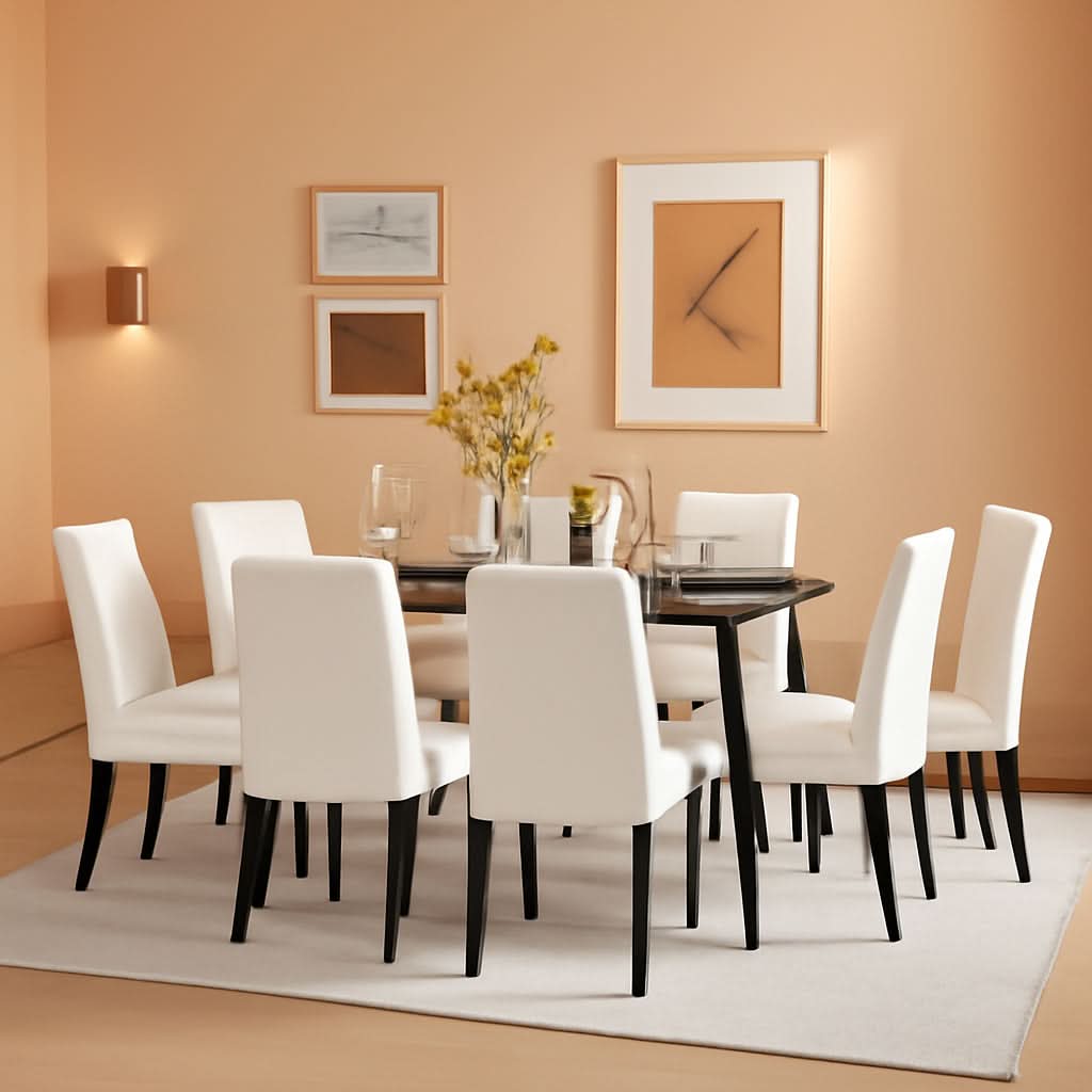 Set Of 4 Modern Parson Chairs With Faux Leather White