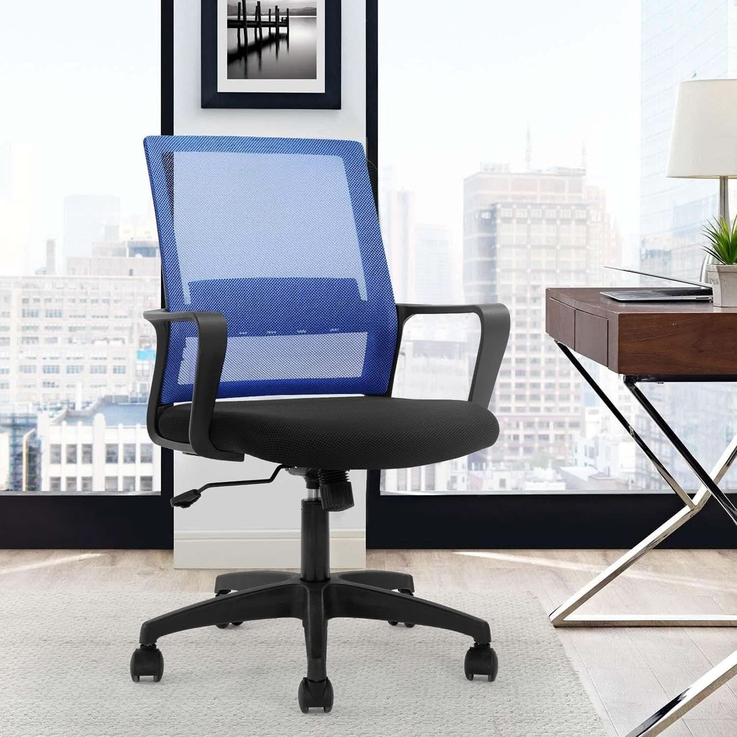 Ergonomic Mesh Office Chair With Lumbar Support Blue