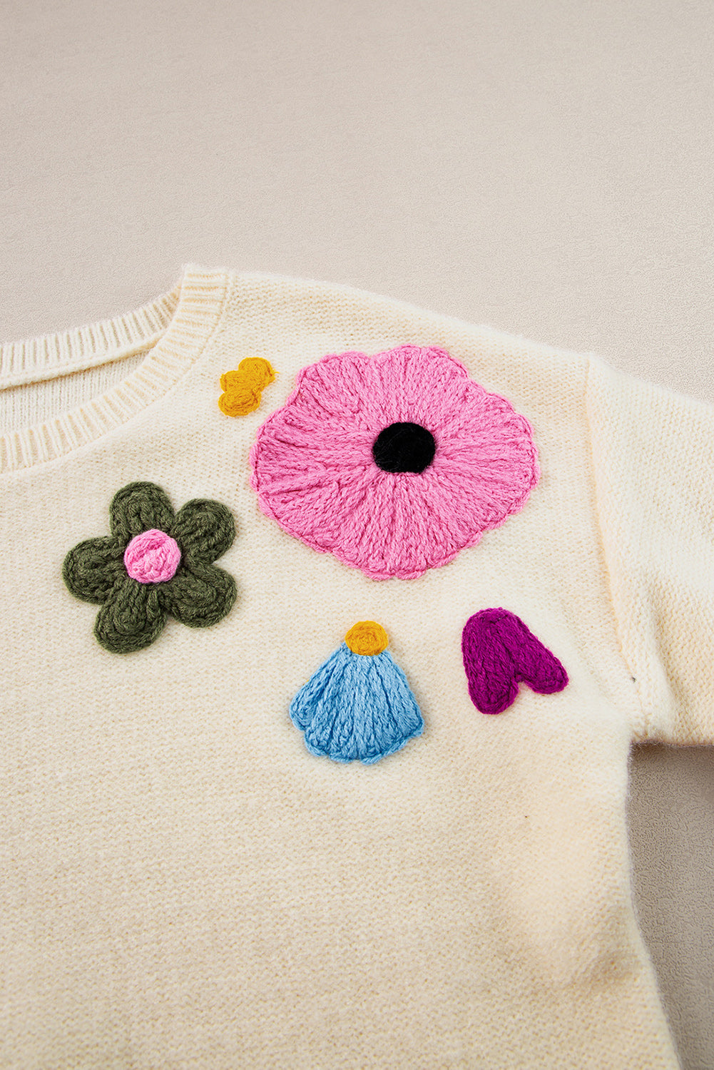 Tiana Pattern Ribbed Edge Sweater