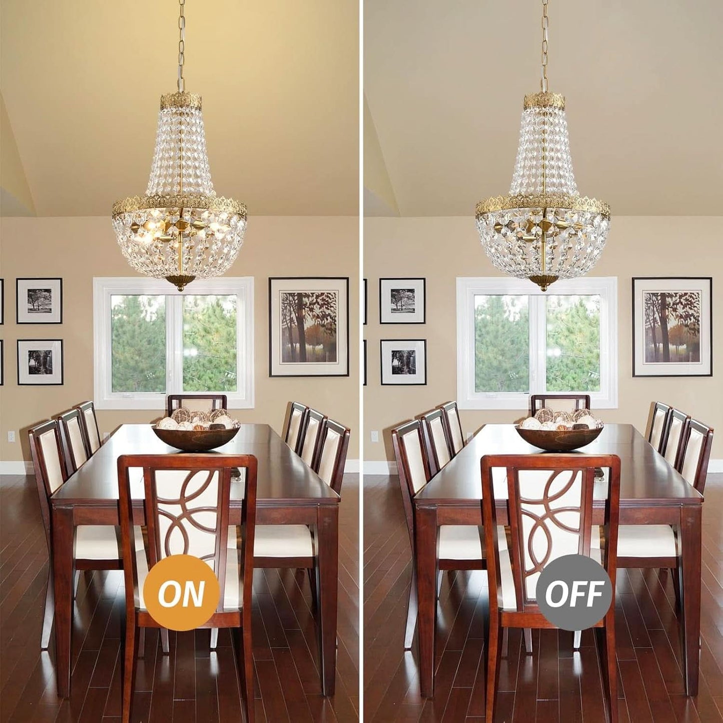 Antique Brass Crystal Chandelier Four Light Pendant