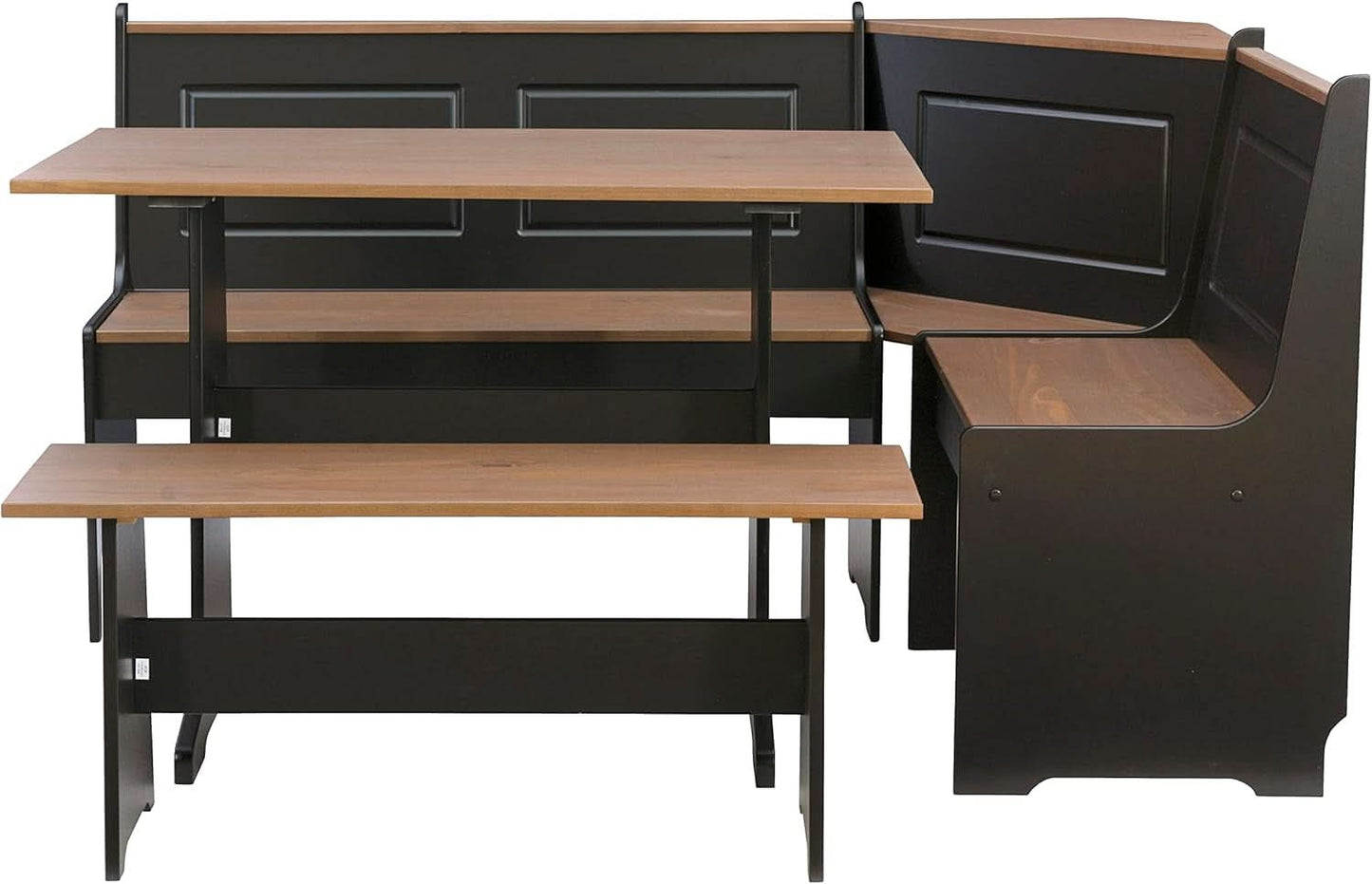 Black Pecan Five Seat Dining Set With Storage Benches