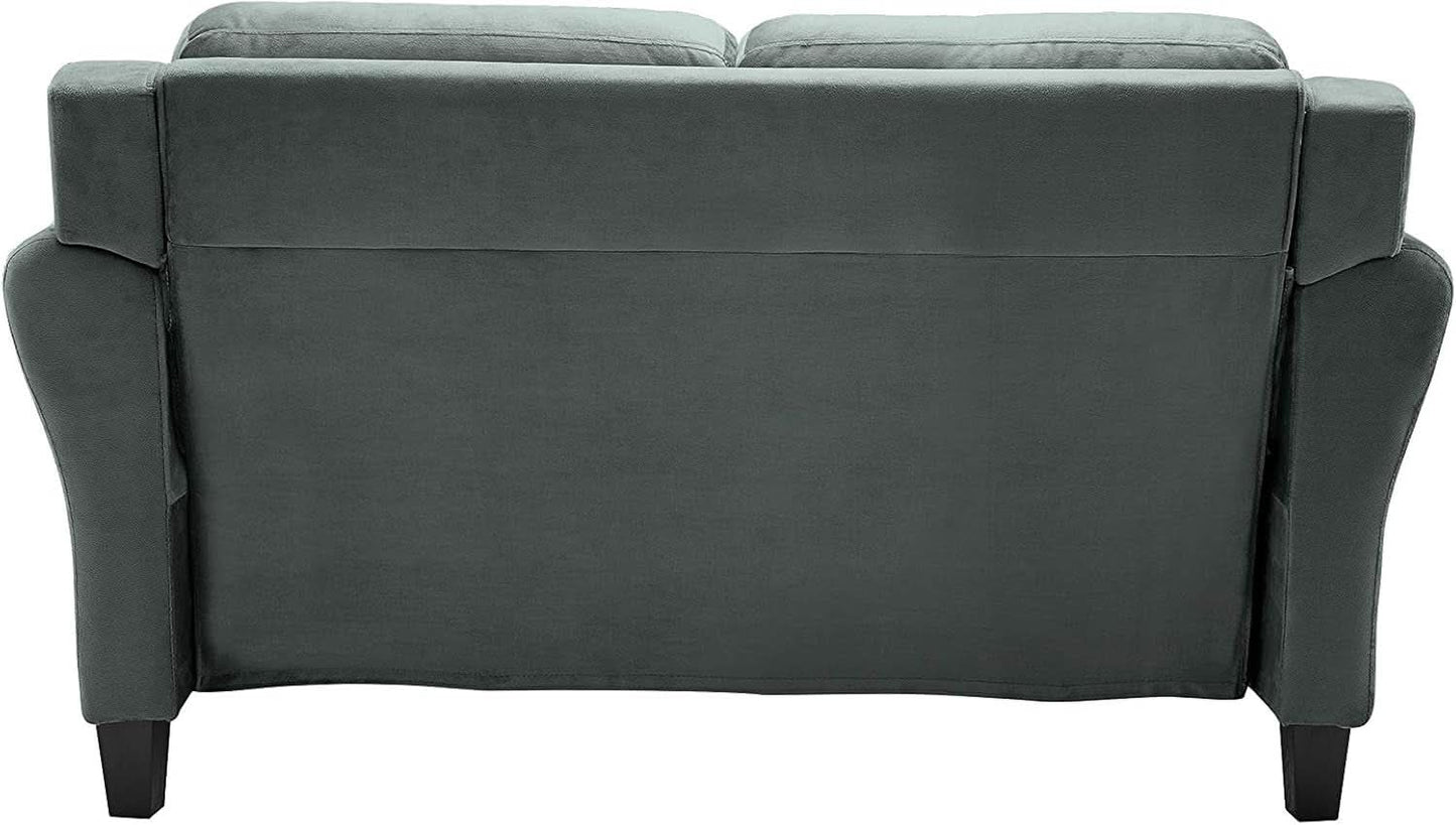 Comfortable Dark Grey Loveseat with Plush Cushions