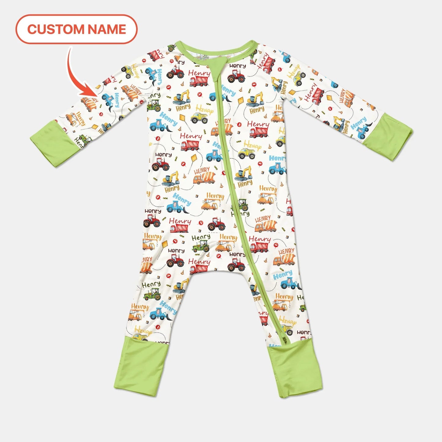 Construction Vehicles Custom Name Convertible Zippy